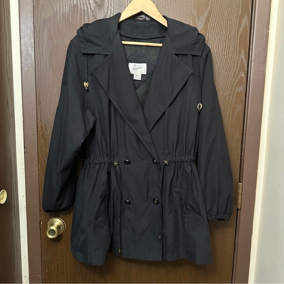 Jacqueline Ferrar Vintage Deep blue Trench Coat w/ Buttons, Women's Size M - Picture 2 of 6